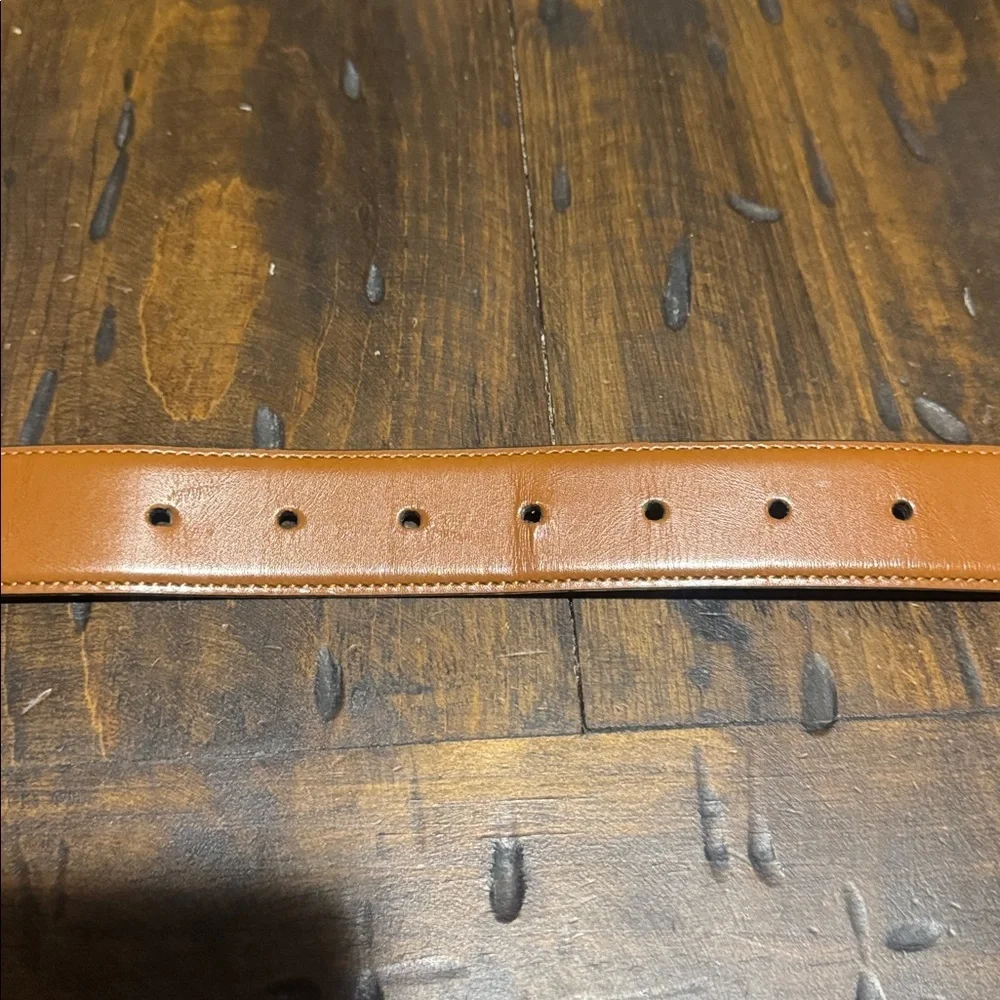 Perry Ellis Brown and Black Leather Reversible Belt with Silver Buckle